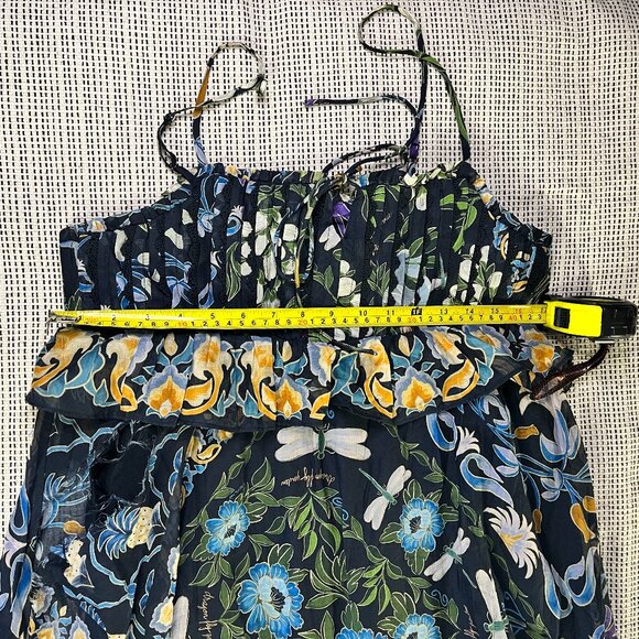 Farm Rio Winter Garden Black Pleated Lace Sleeveless Midi Dress – Size M - Picture 8 of 10